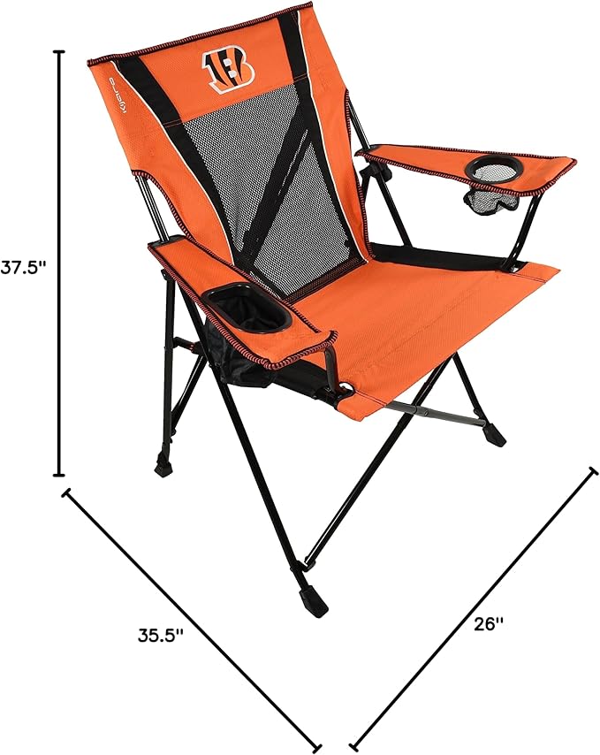 Kijaro Sports Fan Folding Chair, 26" L x 35.5" W x 37" H, Cincinnati Bengals