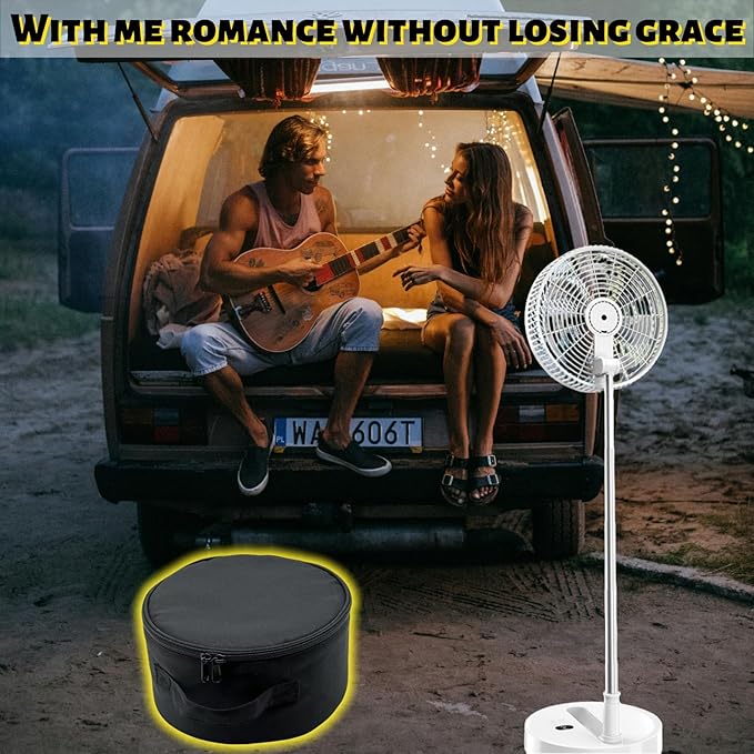 Portable Folding Telescopic Fan Storage Bag, Waterproof Foldaway Standing & Table Fan Hand Bag Case Suitable for P9,P9S,P10,P11,Q7,N97,N98 (Black)