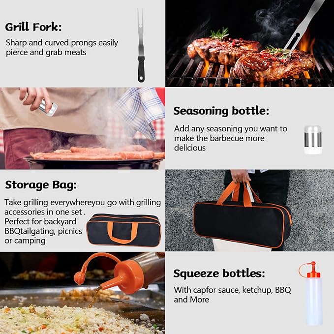 Griddle Accessories Kit for Blackstone and Camp Chef,Extra Thickened Stainless Steel Grill Accessories Set，Grill Tools Set with Enlarged Grill Spatula, Griddle Cover Salt and Pepper Shakers (23PCS)