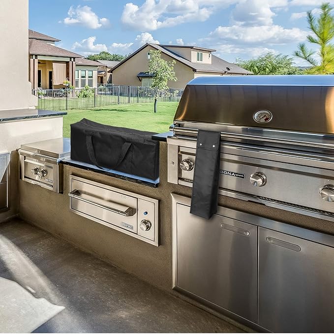 Amylove 2 Sizes Grill Utensil Storage BBQ Tool Bag Foldable Oxford Grilling Carry Bag Waterproof Grill Utensil Holder Outdoor BBQ Accessories Picnic Cooking Tools for Camp Barbecue(Routine)