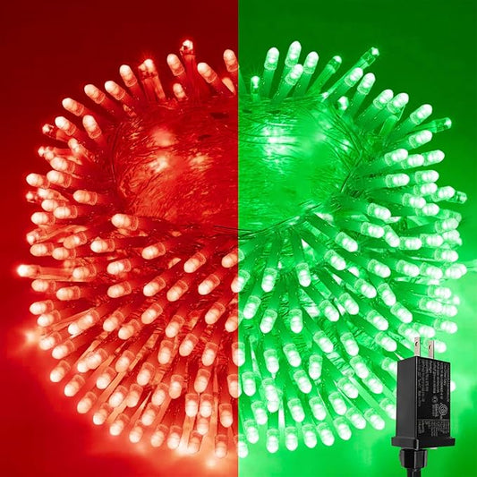 Red to Green Color Changing String Lights, 200LED Christmas String Lights for Outdoor&Indoor, 11 Modes Christmas Tree Lights Clear Wire Fairy Lights with Memory & Remote & Timer for St. Patrick's Day