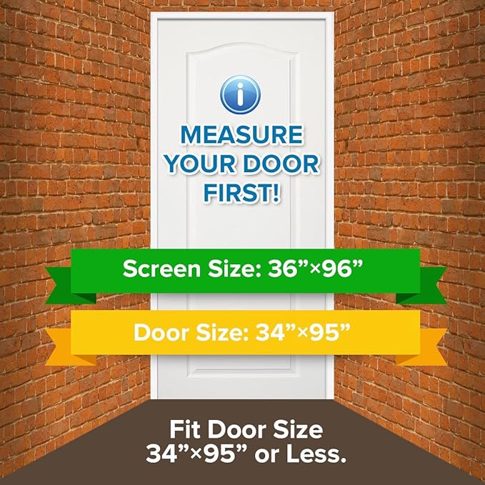 Dooreasy Hands-Free Magnetic Screen Door Polyester Mesh, Full Frame Loop Sewn,Quick Close No Slightest Gap, Fits Door Opening Up to 34"x95"