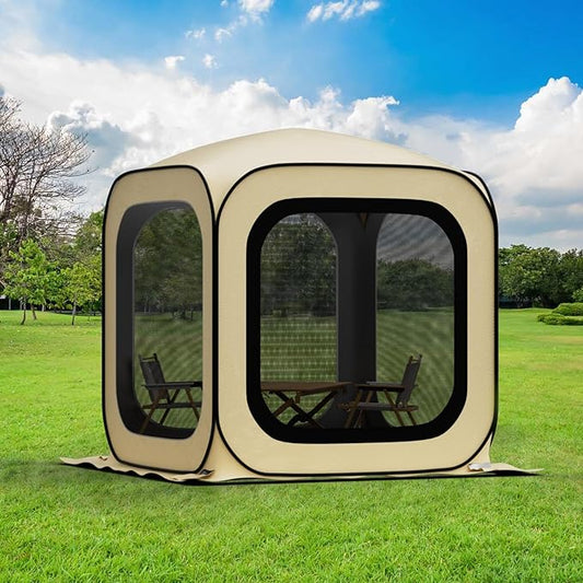 6x6 Pop-up Screen House Tent, Portable Screen Rooms for Outdoors with Storage Bag, Pop up Gazebo with Mosquito Netting,Screened in Canopy for Camping with 2 Zipper Entrances for Traile/Deck/Camping