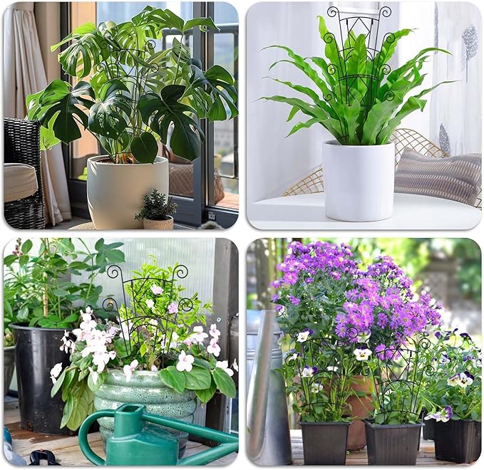 Stackable Plant Support Stakes, 2 Pack Metal Twig Plants Trellis for Indoor and Outdoor Use, Garden Accessories for House Potted Flower Monstera Trumpets 15.35 inch