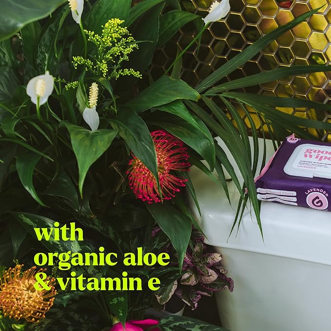 goodwipes Flushable Butt Wipes - Vitamin E & Aloe - Sewer & Septic Safe - Extra Large Adult Wet Wipes For Women & Men - Bathroom Essentials - Lavender, 418 Count (8 Packs + 1 Travel)