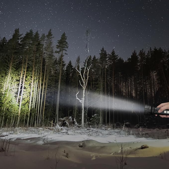 Solar Flashlights, 1500 Lumens Led Solar Powered Flashlights with Digital Display 2000mAh Battery Rechargeable Handheld Flashlights IP65 Waterproof Flashlights for Survival Emergencies, 4 Pack