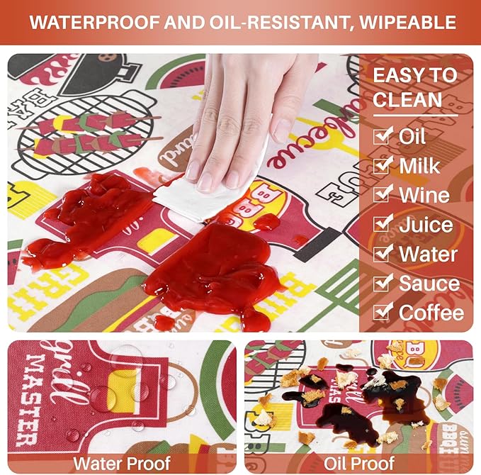 3 Piece Picnic Table Cover with Bench Covers Fitted Camping Table Cloths for 8Ft Tables Camper Travel Trailer Must Haves Motorhome Garden Tools Couple Wife Husband Boyfriend Girlfriend Gift