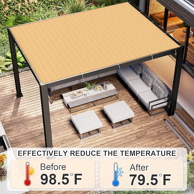 Cool Area Sun Shade Cloth with Grommets 3×19 FT Shade Panel Shade Tarp Screen Fabic for Outdoor Patio Pergola Cover Deck Garden, Sand (Customized)