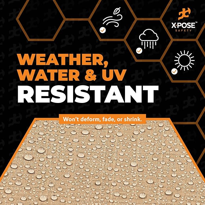 Heavy Duty Tan Poly Tarp 8' X 10' - Multipurpose Protective Cover - Durable, Waterproof, Weather Proof, Rip and Tear Resistant - Extra Thick 12 Mil Polyethylene - by Xpose Safety