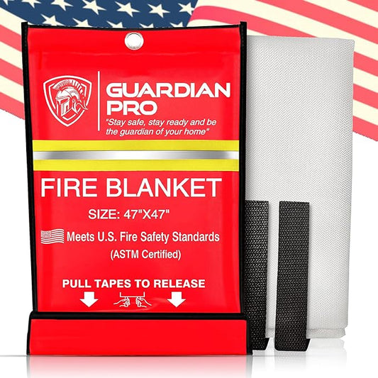 Guardian Pro New 2025 Emergency Fire Blanket for Home and Kitchen - 1 Pack Over 40"x40" Flame Suppression Fiberglass Fire Blankets for House Camping Car Office Warehouse Emergency Survival Safety