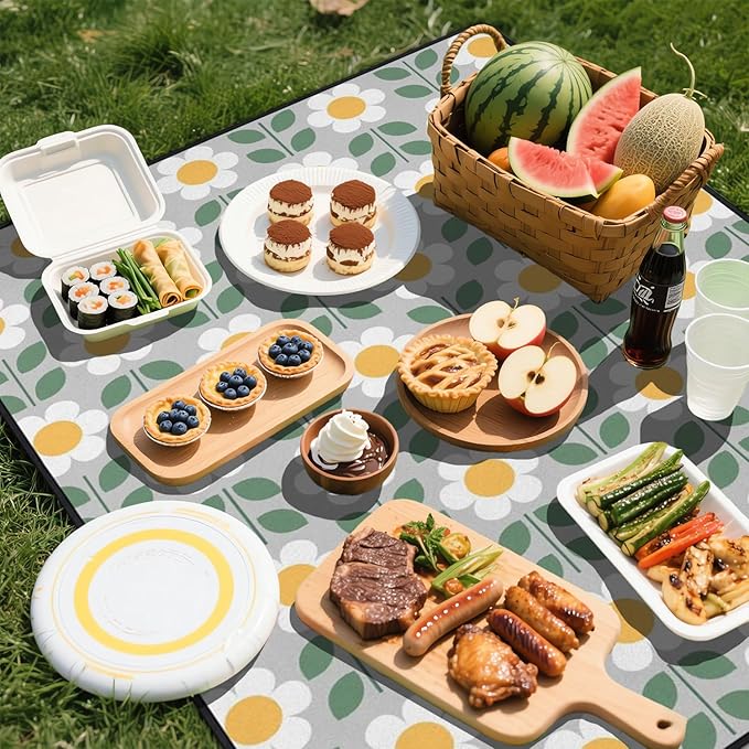 Extra Large Picnic Outdoor Blanket 80''x80'' Waterproof and Sandproof Picnic Mat for Beach Foldable Camping Accessories for Grass Lawn Park