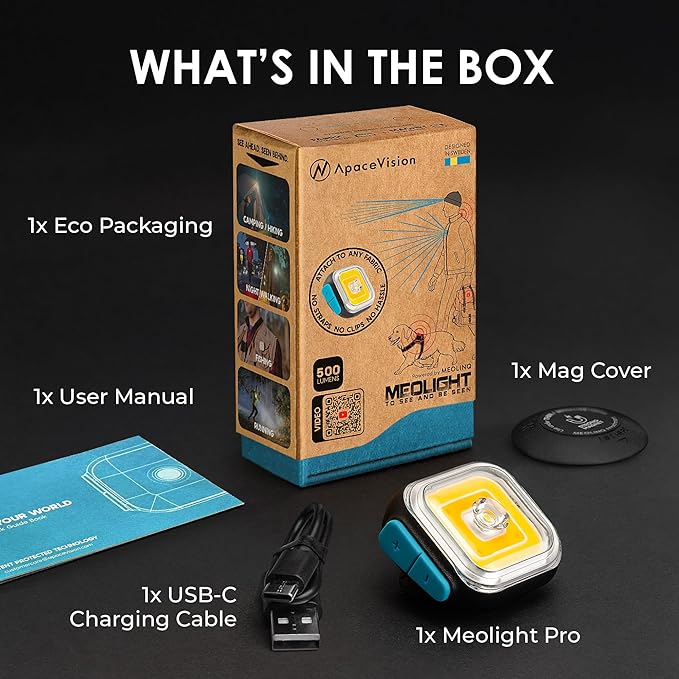 MEOLIGHT PRO 500 Lumen Light for Running, Dogs, Walking - Wearable Flashlight Chest LED Safety Light for Dog Collars, Bike Tail Lights, Hiking, Camping - Reflective Accessories