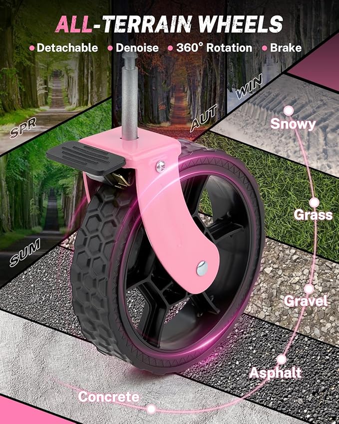 Gonex 38''L Extra Long Collapsible Foldable Wagon Cart with 360lbs Weight Capacity, 220L Folding Utility Garden Cart with Detachable Wheels for Grocery Sports Shopping Camping - Pink