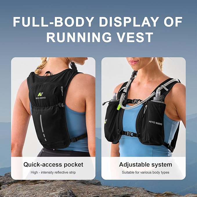 N NEVO RHINO Running Vest, Lightweight Hydration Vest, Insulated Water Backpack with 1.5L Water Bladder for Hiking, Trail, Running,Marathons,Cycling