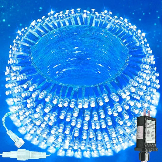 Upgraded Connectable 200 LED String Lights Indoor Outdoor, 66FT Blue Halloween Lights Waterproof, 13 Modes Twinkle Fairy Lights Plug in Clear Wire for Christmas Tree, Bedroom, Classroom, Wedding Decor