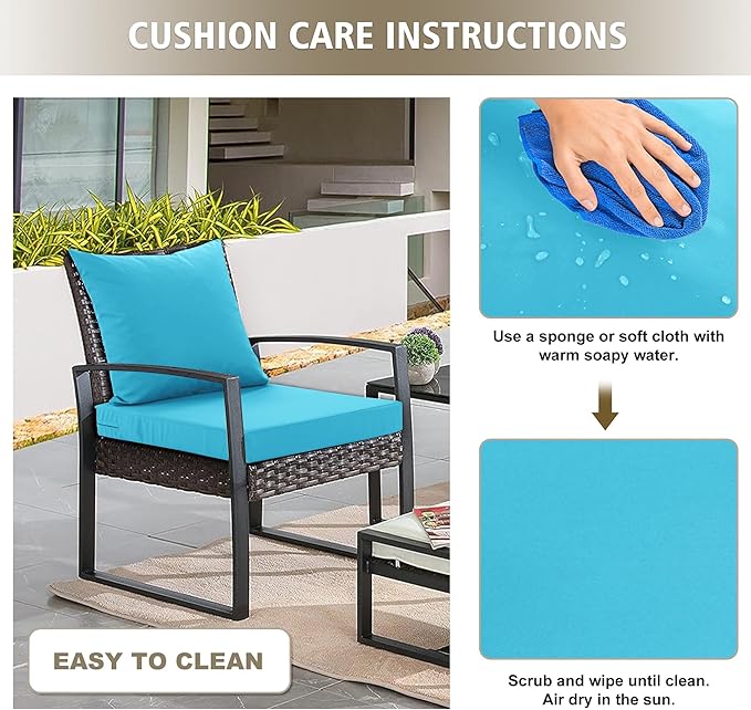 Outdoor Cushions for Patio Furniture, Waterproof Outdoor Chair Cushion w/Fade-Resistant, Removable & Machine-Washable Cover, 22x22 Inch, Deep Seat Sofa/Couch Pad Replacement – Set of 1/2/4, Teal