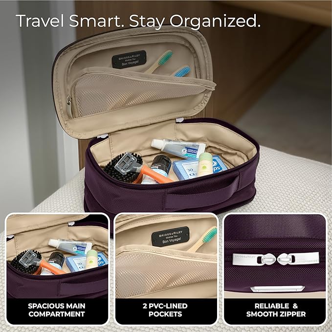Briggs & Riley Toiletry Kit - Travel Bags for Women & Men, Organizer for Vacation, Dopp Kit for Bathroom Accessories, Makeup, & Skincare