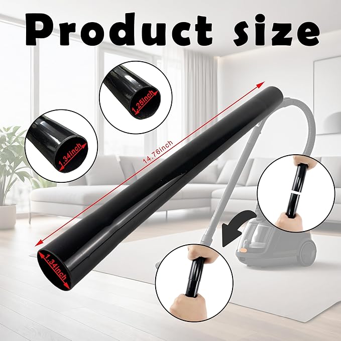 3Pack Vacuum Extension Tubes, 1.25 Inch Diameter, 14.76 Inch Length - Black | Compatible with 1-1/4 Inch Hose Wet/Dry Vacuum Cleaners | Versatile Tool (Black, 3 P 14.76 ")