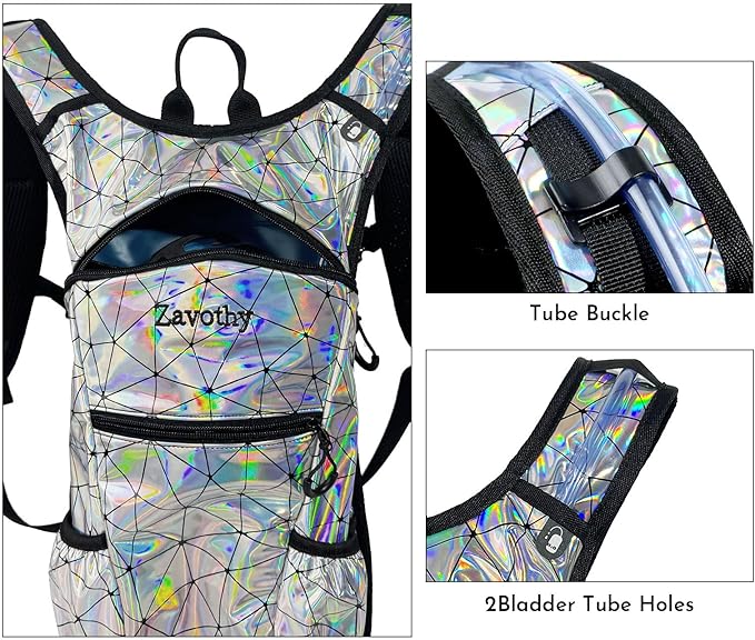 Reflective Hydration Backpack, Hydration Pack - Water Backpack with 2L/3L Hydration Bladder, Essential for Festivals - Rave Hydration Pack for Hiking, Running, Cycling, and Festivals