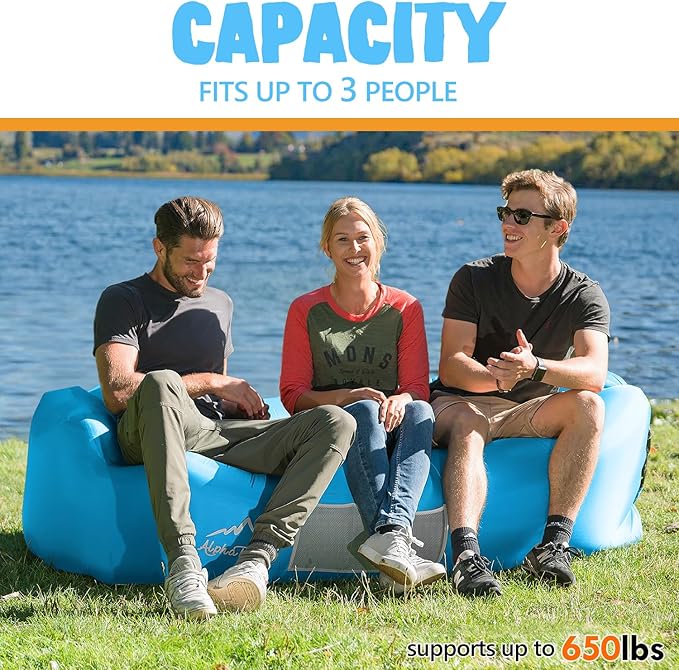 AlphaBeing Inflatable Lounger Beach Chair Accessories, Air Sofa Hammock Inflatable Couch for Camping Backyard Lakeside with Compression Sacks, Ideal Outdoor Gifts for Adults