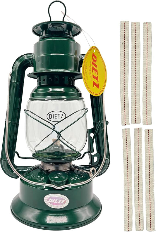 Light of Mine - Dietz #30 Little Wizard Green Oil Lantern with 5/8" Replacement Wick Strips (Green)