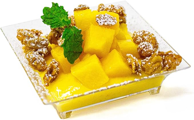 48 Pack Tiny Square Clear Plastic Tray Mini Appetizer Plates for Party Mini Serving Tray Small Appetizer Serving Sauce Dish Clear Dessert Plates for Weddings, Banquets, and Events CMJJ