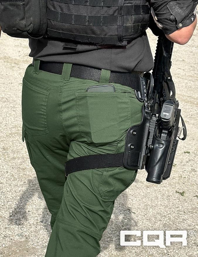 CQR Women's Flex Stretch Tactical Pants, Water Resistant Ripstop Cargo Work Pants with Pockets for Outdoor & Hiking