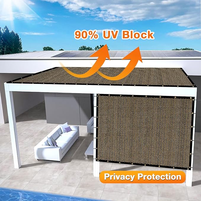 Artpuch Outdoor Pergola Shade Cover 4x18 FT Sun Shade Cloth with Grommets Mocha 90% UV Protection Canopy Patio Privacy Screen (Customized Available)