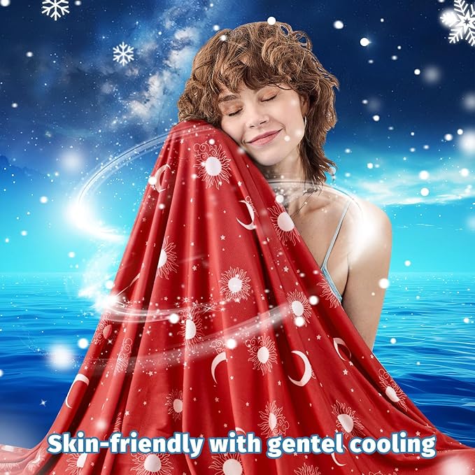 inhand Cooling Throw Blanket (50"x60") - Cooled Blankets for Hot Sleepers - Q-Max >0.45 Lightweight Breathable Summer Blanket for Sleeping Night Sweats to Keep Cool in The Heat -Wine Red
