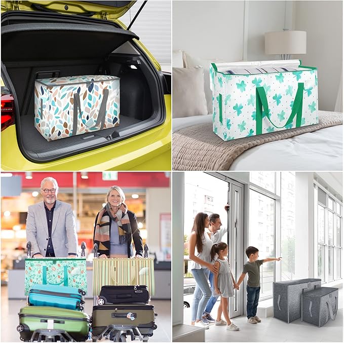 BALEINE 4-Pack Oversized Moving Bags with Reinforced Handles, Heavy-Duty Storage Tote for Clothes, Moving Supplies (Spring Stroll, 4-Pack)