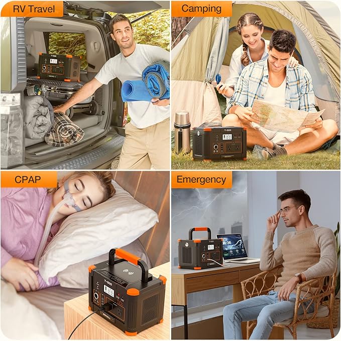 500W Portable Power Station, GRECELL Solar Generator 519Wh (Peak 1000W) Lithium Battery Power Generator with 2*110V AC Outlets, Mobile Battery Backup Pack for RV Trip Camping, Outdoor Adventure, Home