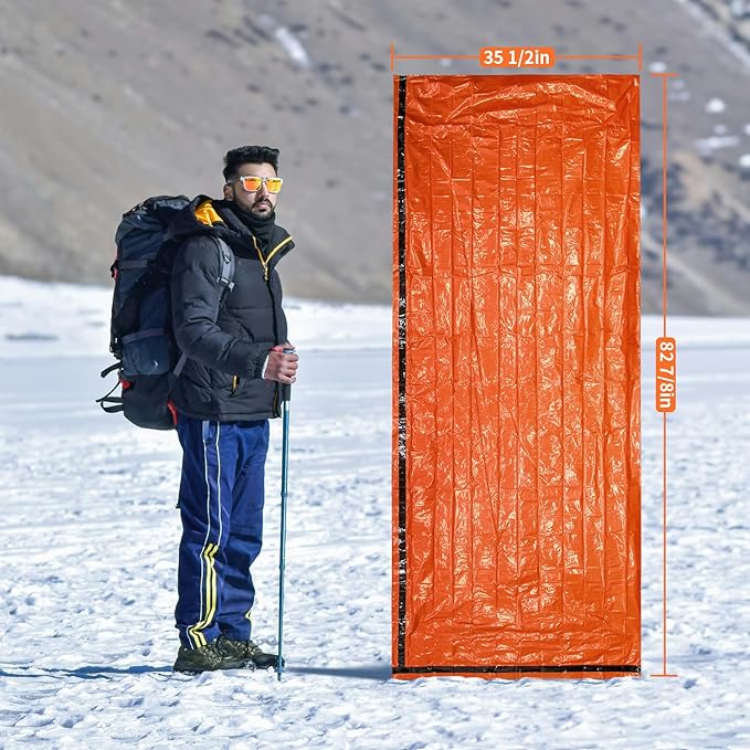 Emergency Sleeping Bag Survival Bivy Sack - 2 Pack Bivvy Bag, Waterproof Windproof Camping & Outdoor Emergency Shelter, Suitable for Camping, Hiking, and Outdoor Adventures.