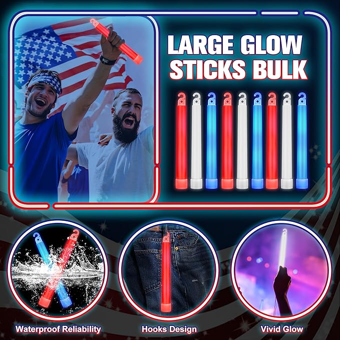 Sotiff 96 Pcs 6 Inch Ultra Bright Emergency Glowing Sticks, Glow Sticks with 12 Hour Duration, Halloween Favors for Party Birthday Wedding Concerts Halloween
