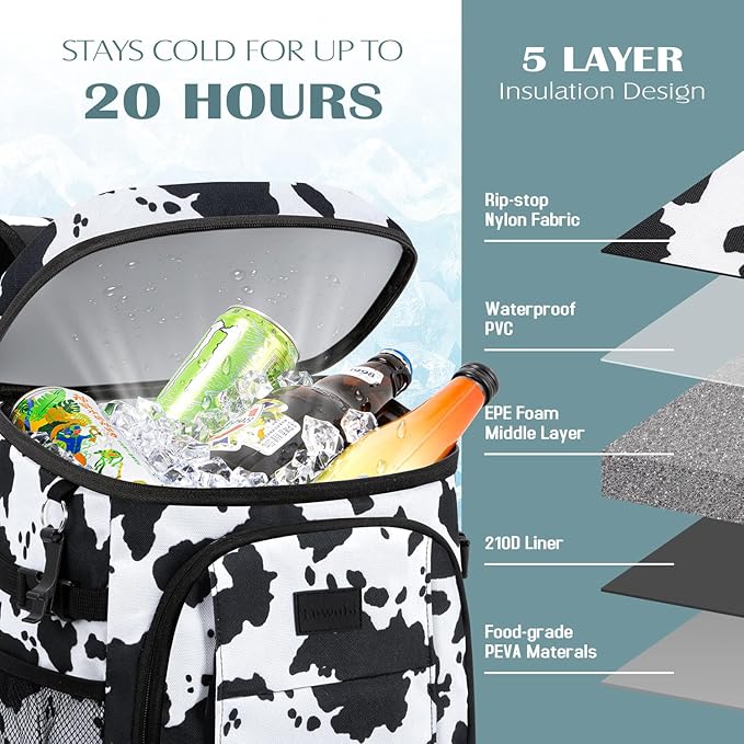 Tuwubi Cooler Backpack 35/42 Cans, Backpack Coolers Insulated Leak Proof for Men Women, Waterproof Soft Sided Lunch Camping Beach Travel Ice Chest Backpack Cooler Bag