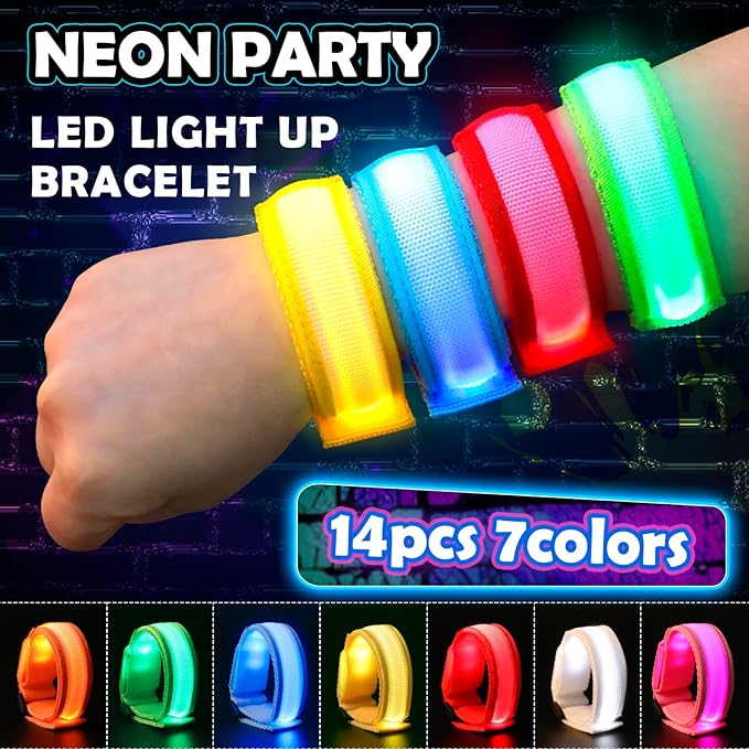 14/7 PCS LED Glow Bracelets, LED Light Up Bracelets for Kids Adults,Glow in The Dark Party Favors Supplies for Night Events, Concerts Rave Sports Accessories...