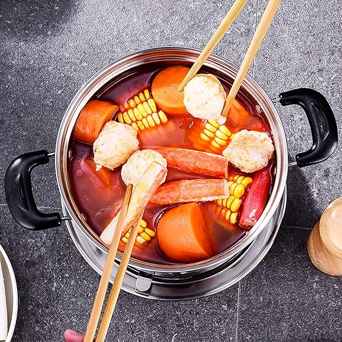 Camping Stove With Pot 16cm Stainless Steel Alcohol Stove Portable Camp Oven Cookware Set for Indoor Outdoor Camping Hiking Backpacking Picnic, No Electricity Required Adjustable Fire (1-2 people)