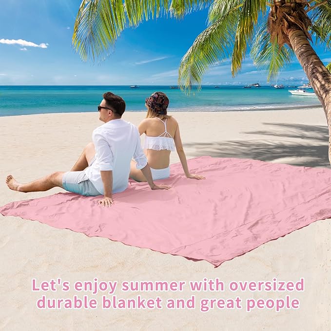 BYDOLL Beach Blanket Waterproof Sandproof 78''×81'' Suits1-4 Adults Compact Lightweight Oversized Sand-Free Blanket Large Picnic Mat for Beach Travel Camping Hiking