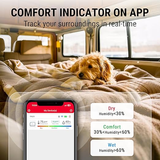 ThermoPro WiFi Hygrometer Thermometer, Wireless Humidity Meter Temperature and Humidity Monitor with Reliable Connectivity, Smart Temperature Sensor with App Notification Alerts & Data Storage Export