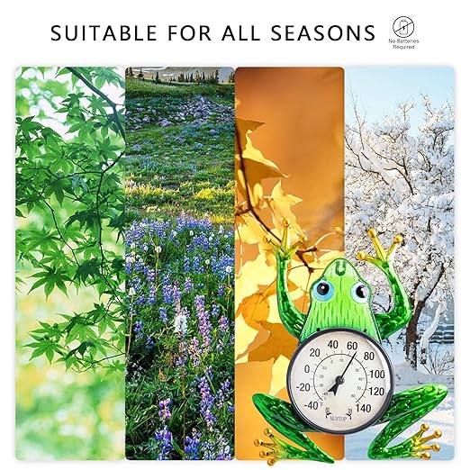 MUMTOP Outdoor Thermometers for Patio - Indoor Outdoor Thermometer, Frog Wall Thermometer Wireless for Garden Home Decor
