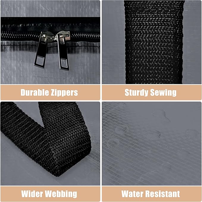 Heavy Duty Moving Bags - Extra Large Packing Bags and Storage Totes, Collapsible and Foldable Option for Moving and Storage, Grey, 125 L - 6 Pack