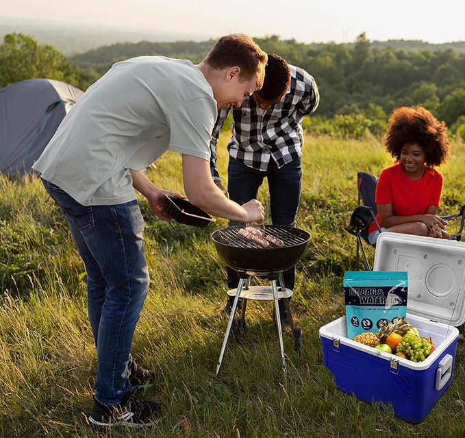 Ice Bags for Cooler, Reusable Ice Cube Bag with Sealed Sliding Handle, Long Lasting Cold Dry Freezer Packs, 5lb & 2.5lb Leakproof Water Bag for Camping Hiking Fishing & Drinks(1 Large & 1 Medium)