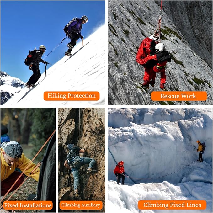 AOLEBA 10.5 mm Static Climbing Rope 10M(32ft) 20M(64ft) 30M(96ft) 50M(160ft) 70M(230ft) Outdoor Rock Climbing Rope, Escape Rope Ice Climbing Equipment Fire Rescue Parachute Rope