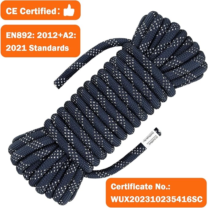 AOLEBA 10.5 mm Static Climbing Rope 10M(32ft) 20M(64ft) 30M(96ft) 50M(160ft) 70M(230ft) Outdoor Rock Climbing Rope, Escape Rope Ice Climbing Equipment Fire Rescue Parachute Rope