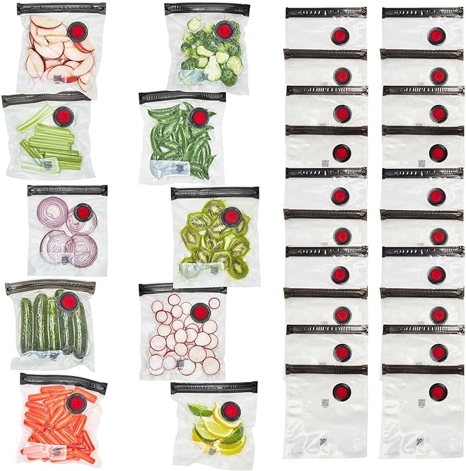 ZWILLING Fresh & Save Set 30-pc Vacuum Sealer Bag for Food, 1/2 Gallon, Sous Vide Bag, Reusable Food Storage Bag for Meal Prep, Reusable Snack Bags, Dishwasher Safe, Small, Clear