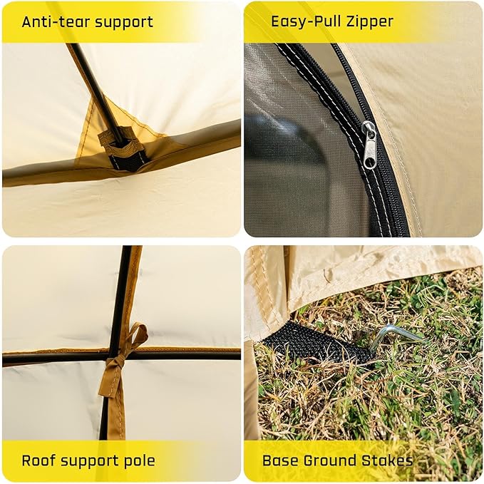 6x6 FT Pop Up Screen House Tent - Instant Screened Gazebo Canopy with Mosquito Net, Portable Backyard Tent for 4-6 People, Easy Setup Patio Shelter for Camping, BBQ, Sports & Outdoor