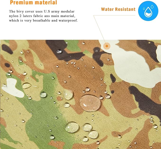 MT Army Military Modular Sleeping Bags System, Multi Layered with Bivy Cover for All Season, Woodland/Multicam