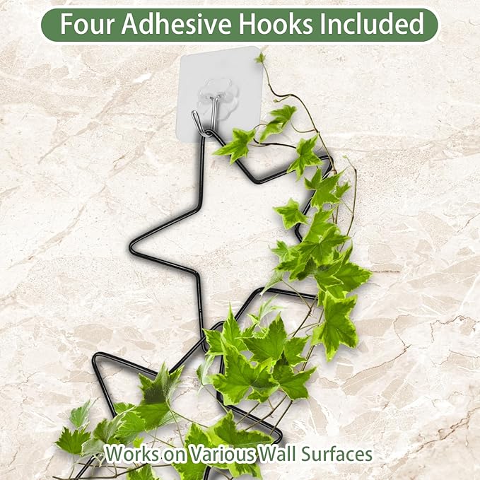 15 Pcs Chain Trellis for Climbing Plants, 7.5(ft) L Wall Plant Trellis Indoor, Pothos Plant Climber Support for Ivy Hoya Flower, Star