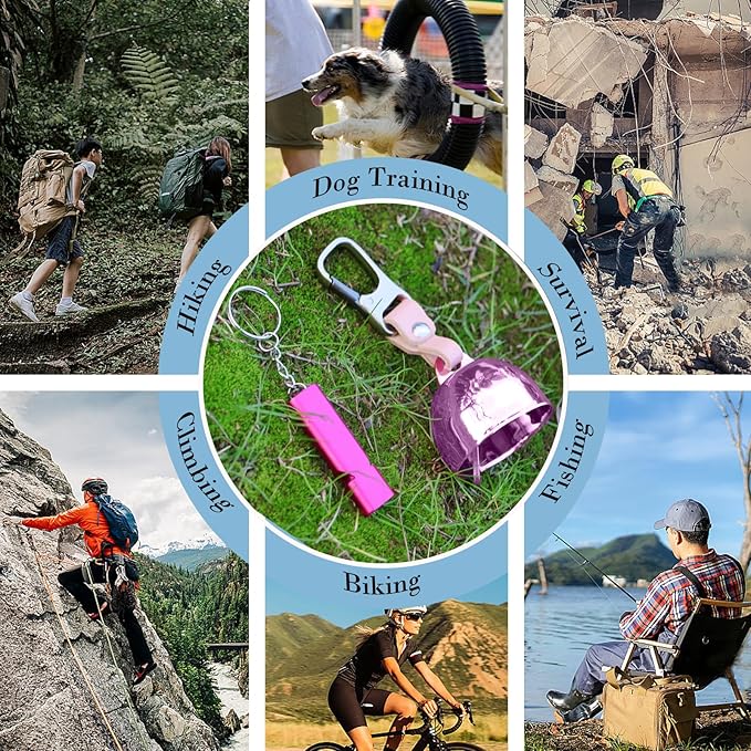 Loud Bear Bell with Silencer | Hiking Accessories | Emergency Whistle & Copper Bell for Hiking, Backpacking, Survival, Biking, Fishing, Climbing, Camping