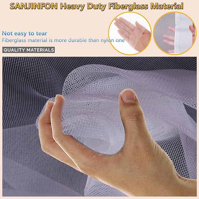 Garage Magnetic Door Screen 16x7FT White, Garage/Patio/Porch/Balcony Screen Door Mesh 16x7 FT, Upgraded Fiberglass Stronger Than PET and Polyester, Heavy Duty Weighted Bottom & Magnetic Closure