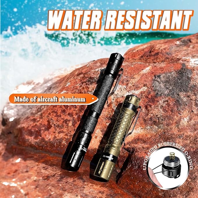 3 Modes Small Flashlights LED Powerful High Lumens Tactical Pen Light with Clip, Slim Portable Pocket Compact Torch for Emergency Inspection AAA Battery